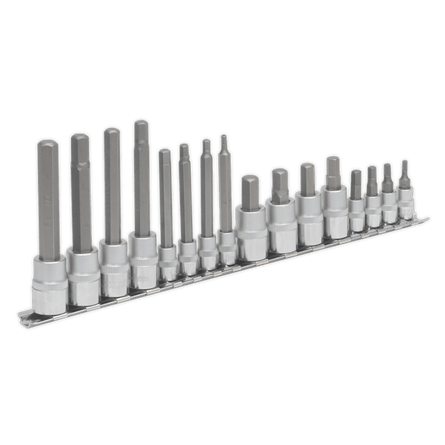 Sealey AK6219 Hex Socket Bit Set 16pc 1/4" & 3/8"Sq Drive - AK6219 - Sealey Tools UK - Workshop Tool Storage