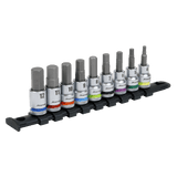 Sealey AK6250 Hex Socket Bit Set 9pc 3/8"Sq Drive - Platinum - AK6250 - Sealey Tools UK - Workshop Tool Storage