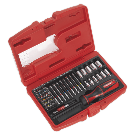 Sealey AK64903 Fine Tooth Ratchet Screwdriver & Accessory Set 51pc - AK64903 - Sealey Tools UK - Workshop Tool Storage