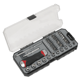 Sealey AK64905 Fine Tooth Ratchet Screwdriver Socket & Bit Set 38pc - AK64905 - Sealey Tools UK - Workshop Tool Storage