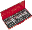 Sealey AK692 Socket Set 45pc 3/8in Sq Drive 6pt WallDrive - DuoMetric - Socket Sets - SLY-6766 - Sealey Tools UK - Workshop Tool Storage