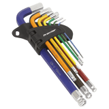 Sealey AK7190 Ball - End Hex Key Set 9pc Colour - Coded Long Metric - AK7190 - Sealey Tools UK - Workshop Tool Storage