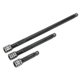 Sealey AK7691 Wobble/Rigid Extension Bar Set 3pc 3/8"Sq Drive Black Series - AK7691 - Sealey Tools UK - Workshop Tool Storage