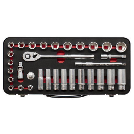 Sealey AK7922 Socket Set 3/8"Sq Drive 32pc - Premier Platinum Series - AK7922 - Sealey Tools UK - Workshop Tool Storage