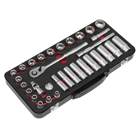 Sealey AK7922 Socket Set 3/8"Sq Drive 32pc - Premier Platinum Series - AK7922 - Sealey Tools UK - Workshop Tool Storage