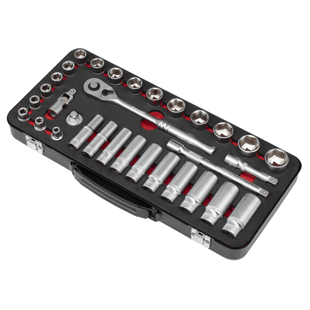 Sealey AK7922 Socket Set 3/8"Sq Drive 32pc - Premier Platinum Series - AK7922 - Sealey Tools UK - Workshop Tool Storage