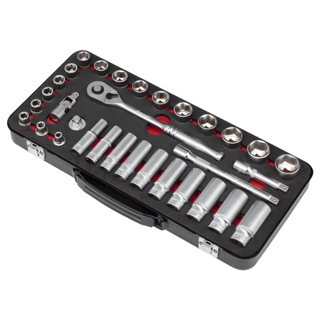 Sealey AK7922 Socket Set 3/8"Sq Drive 32pc - Premier Platinum Series - AK7922 - Sealey Tools UK - Workshop Tool Storage