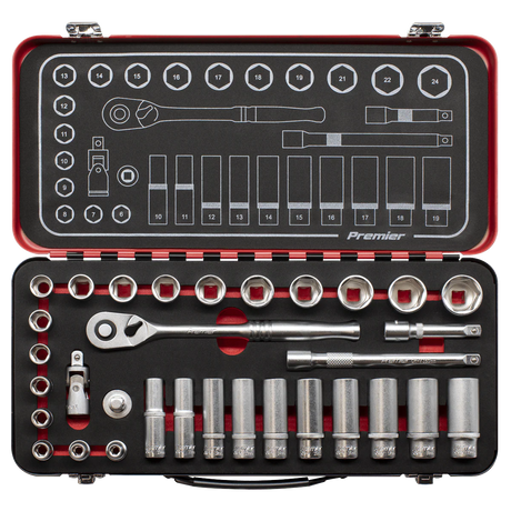 Sealey AK7922 Socket Set 3/8"Sq Drive 32pc - Premier Platinum Series - AK7922 - Sealey Tools UK - Workshop Tool Storage