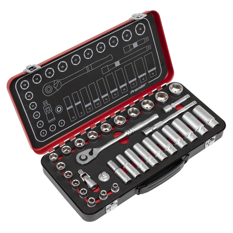 Sealey AK7922 Socket Set 3/8"Sq Drive 32pc - Premier Platinum Series - AK7922 - Sealey Tools UK - Workshop Tool Storage