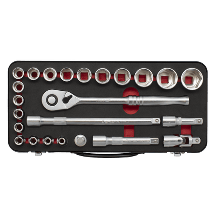 Sealey AK7924 Socket Set 1/2"Sq Drive 24pc - Premier Platinum Series - AK7924 - Sealey Tools UK - Workshop Tool Storage