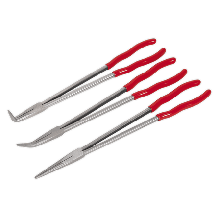 Sealey AK8576 Needle Nose Pliers Set 3pc Extra - Long 400mm - AK8576 - Sealey Tools UK - Workshop Tool Storage