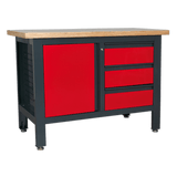 Sealey AP1372B Workstation with 3 Drawers & Cupboard - AP1372B - Sealey Tools UK - Workshop Tool Storage