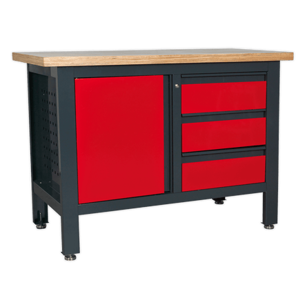 Sealey AP1372B Workstation with 3 Drawers & Cupboard - AP1372B - Sealey Tools UK - Workshop Tool Storage