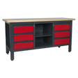 Sealey AP1905D Workstation with 6 Drawers & Open Storage - AP1905D - Sealey Tools UK - Workshop Tool Storage