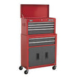Sealey AP2200BB Topchest & Rollcab Combination 6 Drawer with Ball Bearing Runners - Red/Grey - Tool Chests - SLY-15854 - Sealey Tools UK - Workshop Tool Storage