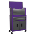 Sealey AP2200BBCP Topchest & Rollcab Combination 6 Drawer with Ball - Bearing Slides - Purple/Grey - AP2200BBCP - Sealey Tools UK - Workshop Tool Storage