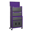 Sealey AP2200BBCPSTACK Topchest, Mid - Box & Rollcab 9 Drawer Stack - Purple - AP2200BBCPSTACK - Sealey Tools UK - Workshop Tool Storage