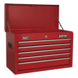Sealey AP225 Topchest 5 Drawer with Ball - Bearing Slides - Red - AP225 - Sealey Tools UK - Workshop Tool Storage