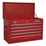 Sealey AP225 Topchest 5 Drawer with Ball - Bearing Slides - Red - AP225 - Sealey Tools UK - Workshop Tool Storage