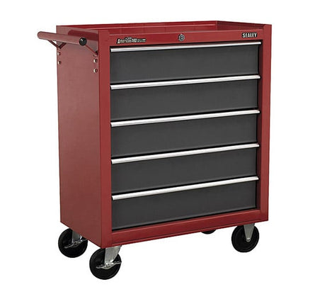 Sealey AP22505BB Rollcab 5 Drawer with Ball Bearing Runners - Red/Grey - Tool Chests - SLY-15745 - Sealey Tools UK - Workshop Tool Storage