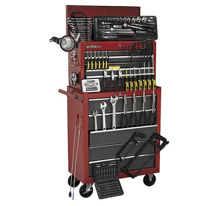 Sealey AP2250BBCOMBO Topchest & Rollcab Combination 14 Drawer with Ball Bearing Runners - Red/Grey & 239pc Tool Kit - Combo Kits - SLY-16197 - Sealey Tools UK - Workshop Tool Storage