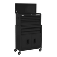 Sealey AP22BK Topchest & Rollcab Combination 6 Drawer with Ball - Bearing Slides - Black - AP22BK - Sealey Tools UK - Workshop Tool Storage