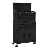 Sealey AP22BK Topchest & Rollcab Combination 6 Drawer with Ball - Bearing Slides - Black - AP22BK - Sealey Tools UK - Workshop Tool Storage