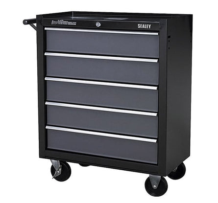 Sealey AP2505B Rollcab 5 Drawer with Ball Bearing Runners - Black/Grey - Tool Chests - SLY-13368 - Sealey Tools UK - Workshop Tool Storage