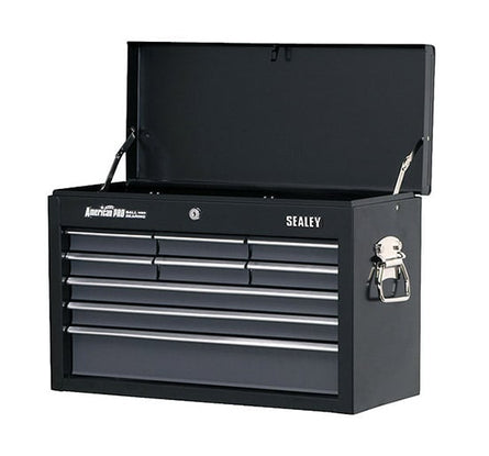 Sealey AP2509B Topchest 9 Drawer with Ball Bearing Runners - Black/Grey - Tool Chests - SLY-13367 - Sealey Tools UK - Workshop Tool Storage