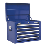 Sealey AP26059TC Topchest 5 Drawer with Ball Bearing Slides - Blue - AP26059TC - Sealey Tools UK - Workshop Tool Storage