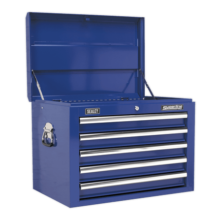 Sealey AP26059TC Topchest 5 Drawer with Ball Bearing Slides - Blue - AP26059TC - Sealey Tools UK - Workshop Tool Storage