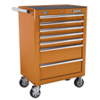 Sealey AP26479TO Rollcab 7 Drawer with Ball Bearing Slides - Orange - AP26479TO - Sealey Tools UK - Workshop Tool Storage