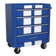 Sealey AP28204BWS Rollcab 4 Drawer Retro Style - Blue with White Stripes - AP28204BWS - Sealey Tools UK - Workshop Tool Storage