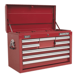 Sealey AP33089 Topchest 8 Drawer with Ball Bearing Slides - Red - AP33089 - Sealey Tools UK - Workshop Tool Storage