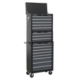 Sealey AP35STACK Tool Chest Combination 16 Drawer with Ball Bearing Slides - Black/Grey - AP35STACK - Sealey Tools UK - Workshop Tool Storage
