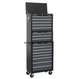 Sealey AP35STACK Tool Chest Combination 16 Drawer with Ball Bearing Slides - Black/Grey - AP35STACK - Sealey Tools UK - Workshop Tool Storage