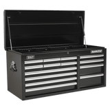 Sealey AP41149B Topchest 14 Drawer with Ball Bearing Slides Heavy - Duty - Black - AP41149B - Sealey Tools UK - Workshop Tool Storage