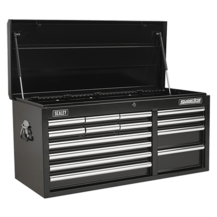 Sealey AP41149B Topchest 14 Drawer with Ball Bearing Slides Heavy - Duty - Black - AP41149B - Sealey Tools UK - Workshop Tool Storage