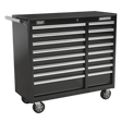 Sealey AP41169B Rollcab 16 Drawer with Ball Bearing Slides Heavy - Duty - Black - AP41169B - Sealey Tools UK - Workshop Tool Storage