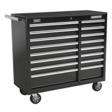 Sealey AP41169B Rollcab 16 Drawer with Ball Bearing Slides Heavy - Duty - Black - AP41169B - Sealey Tools UK - Workshop Tool Storage