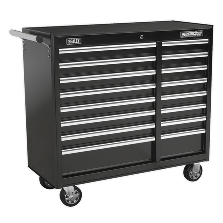 Sealey AP41169B Rollcab 16 Drawer with Ball Bearing Slides Heavy - Duty - Black - AP41169B - Sealey Tools UK - Workshop Tool Storage
