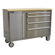 Sealey AP4804SS Mobile Stainless Steel Tool Cabinet 4 Drawer - AP4804SS - Sealey Tools UK - Workshop Tool Storage
