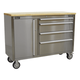 Sealey AP4804SS Mobile Stainless Steel Tool Cabinet 4 Drawer - AP4804SS - Sealey Tools UK - Workshop Tool Storage
