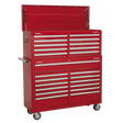 Sealey AP52COMBO1 Tool Chest Combination 23 Drawer with Ball Bearing Slides - Red - AP52COMBO1 - Sealey Tools UK - Workshop Tool Storage