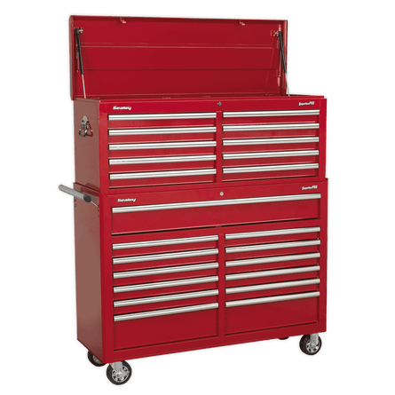 Sealey AP52COMBO1 Tool Chest Combination 23 Drawer with Ball Bearing Slides - Red - AP52COMBO1 - Sealey Tools UK - Workshop Tool Storage