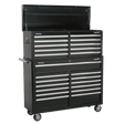 Sealey AP52COMBO2 Tool Chest Combination 23 Drawer with Ball Bearing Slides - Black - AP52COMBO2 - Sealey Tools UK - Workshop Tool Storage