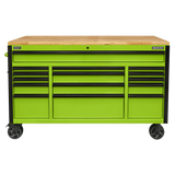Sealey AP6115BE 15 Drawer Mobile Trolley with Wooden Worktop 1549mm - AP6115BE - Sealey Tools UK - Workshop Tool Storage