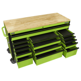 Sealey AP6115BE 15 Drawer Mobile Trolley with Wooden Worktop 1549mm - AP6115BE - Sealey Tools UK - Workshop Tool Storage