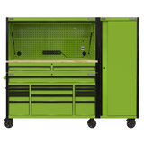Sealey AP6115BECOMBO2 15 Drawer 1549mm Mobile Trolley with Wooden Worktop, Hutch, 2 Drawer Riser & Side Locker - AP6115BECOMBO2 - Sealey Tools UK - Workshop Tool Storage