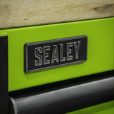 Sealey AP6115BECOMBO2 15 Drawer 1549mm Mobile Trolley with Wooden Worktop, Hutch, 2 Drawer Riser & Side Locker - AP6115BECOMBO2 - Sealey Tools UK - Workshop Tool Storage